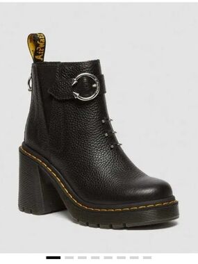 Dr. Martens Black Leather Pierced Boots